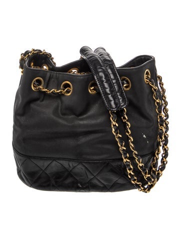 Quilted Drawstring Bucket Bag