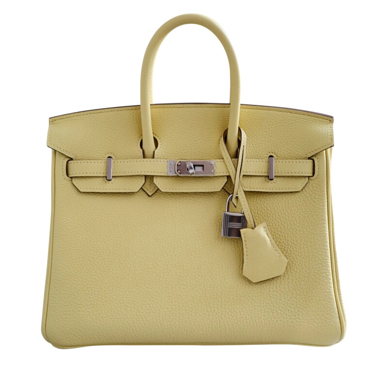 Hermes Jaune Poussin Togo Birkin 25 Palladium Hardware, 2024