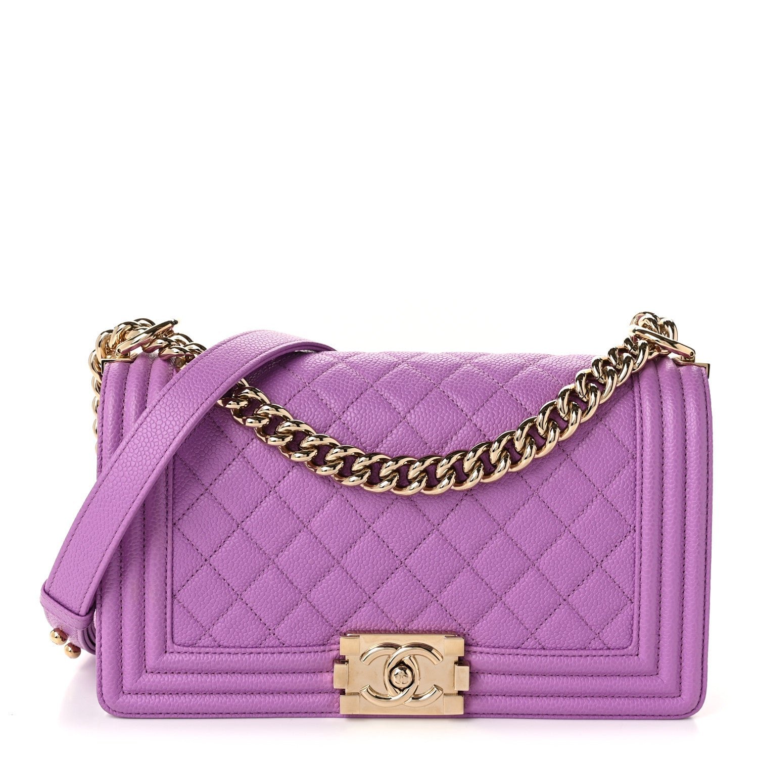 Chanel Caviar Quilted Medium Boy Flap Purple