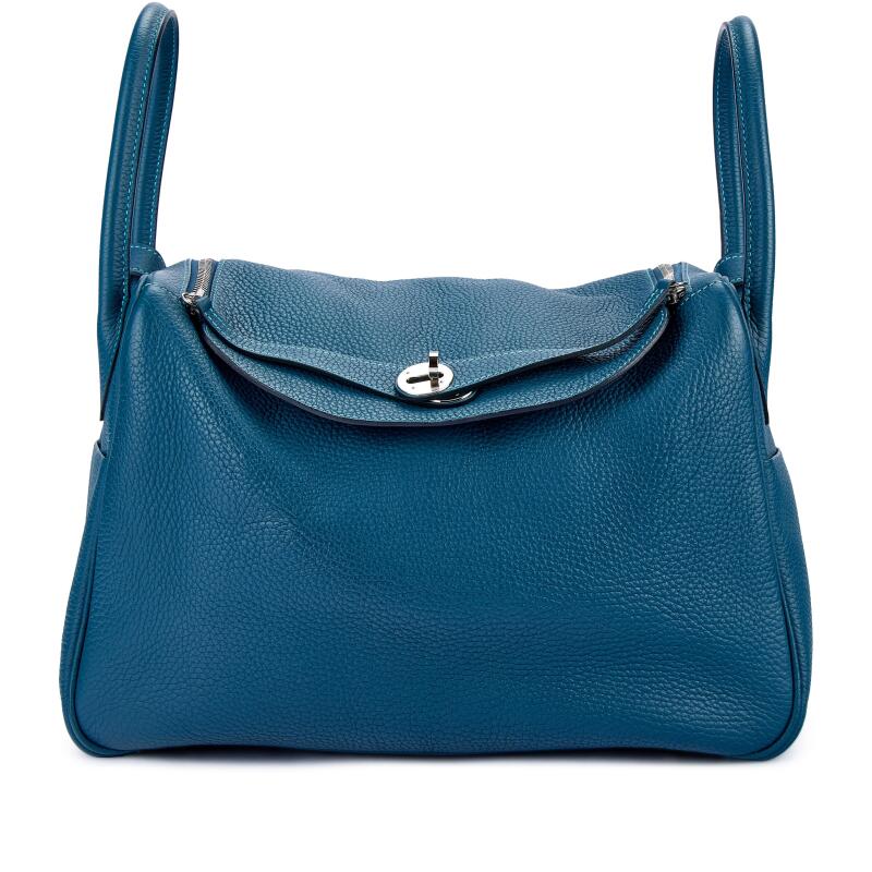Hermes Limited Edition Bleu Colvert Clemence and Turqoise Verso Lindy 34 Palladium Hardware, 2014