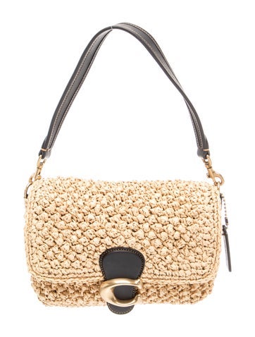 Raffia Straw Soft Tabby Shoulder Bag MM