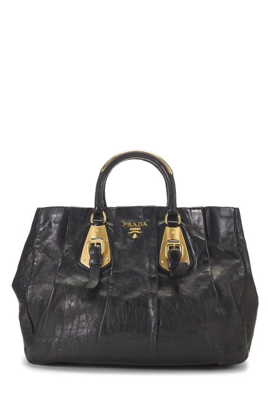 Black Calfskin Bauletto Handbag Medium