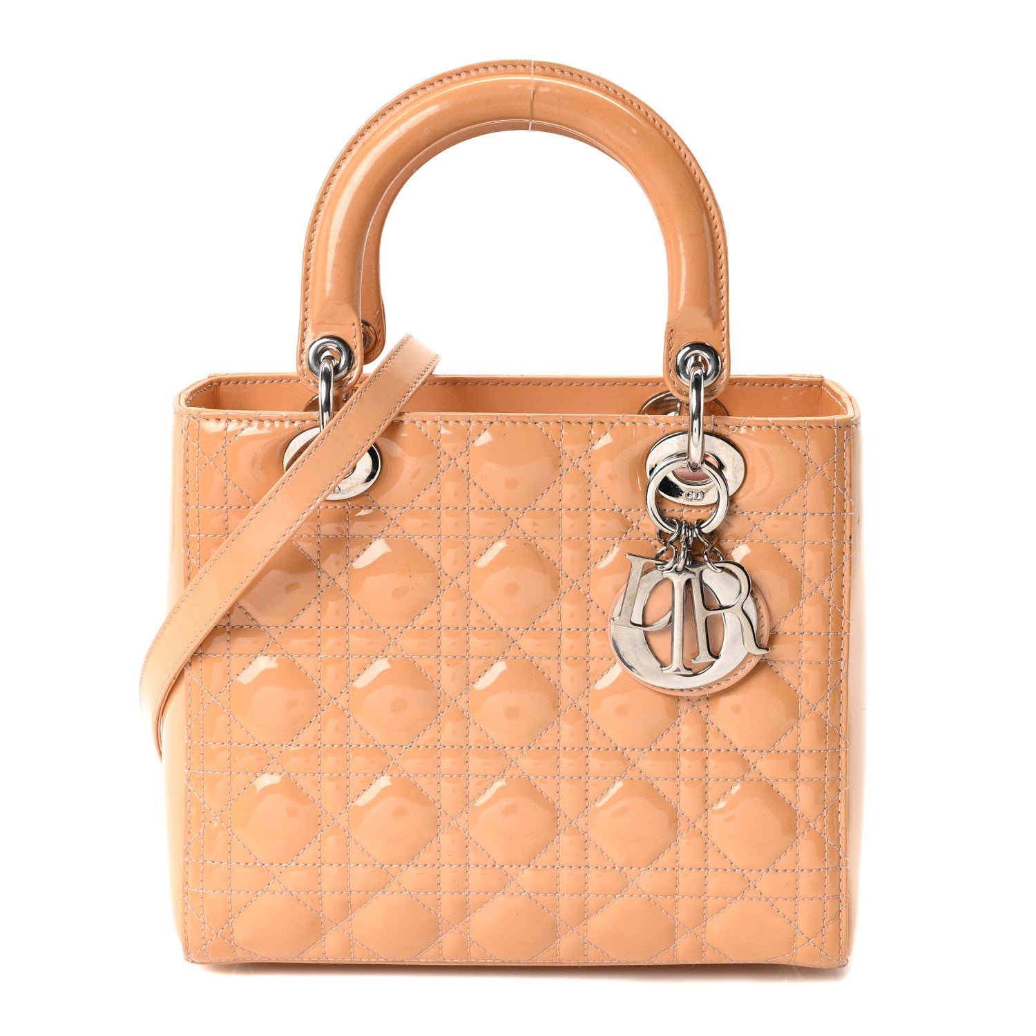 Christian Dior Patent Cannage Medium Lady Dior Rose Clair