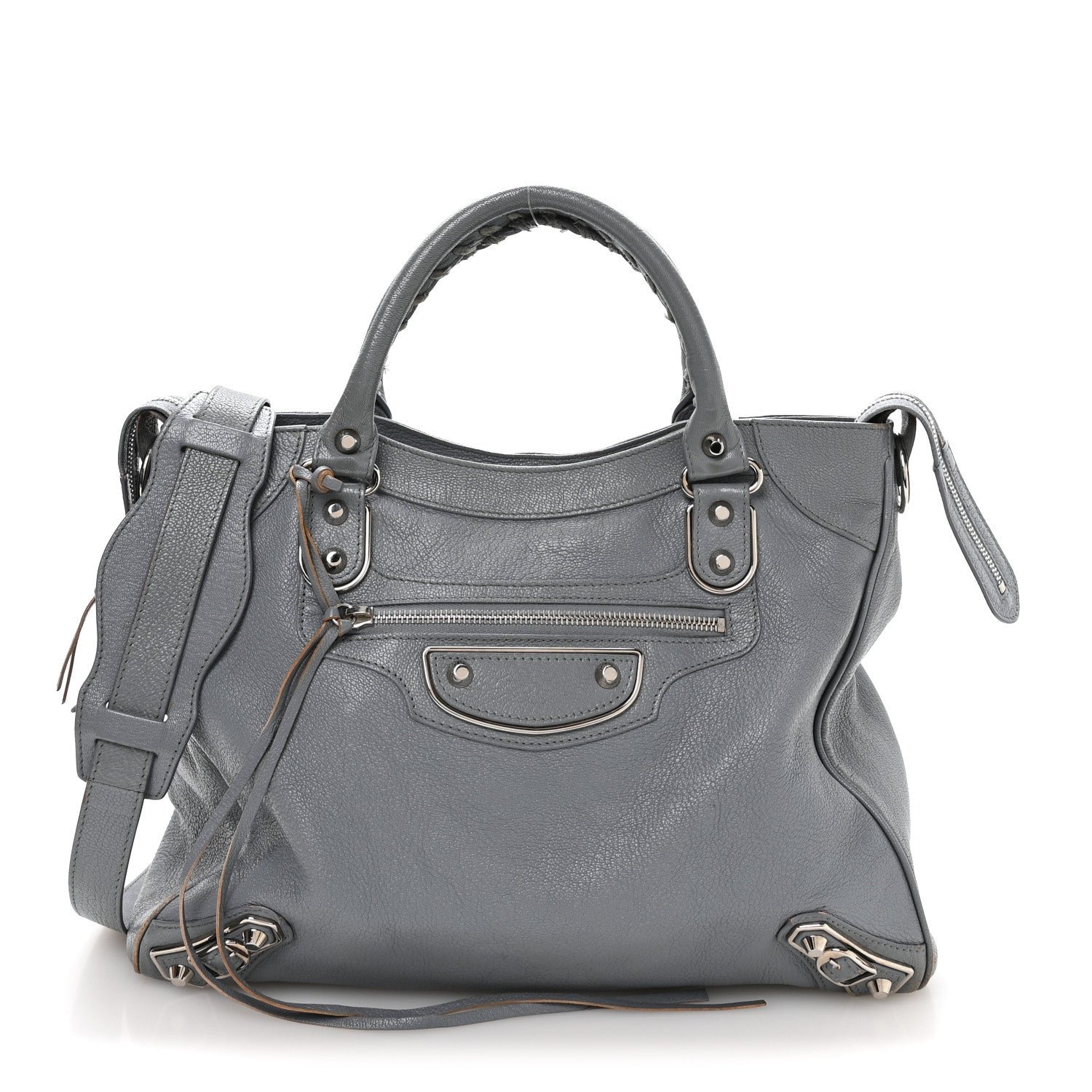 Balenciaga Chevre Silver Metallic Edge Hardware Velo Gris Acier