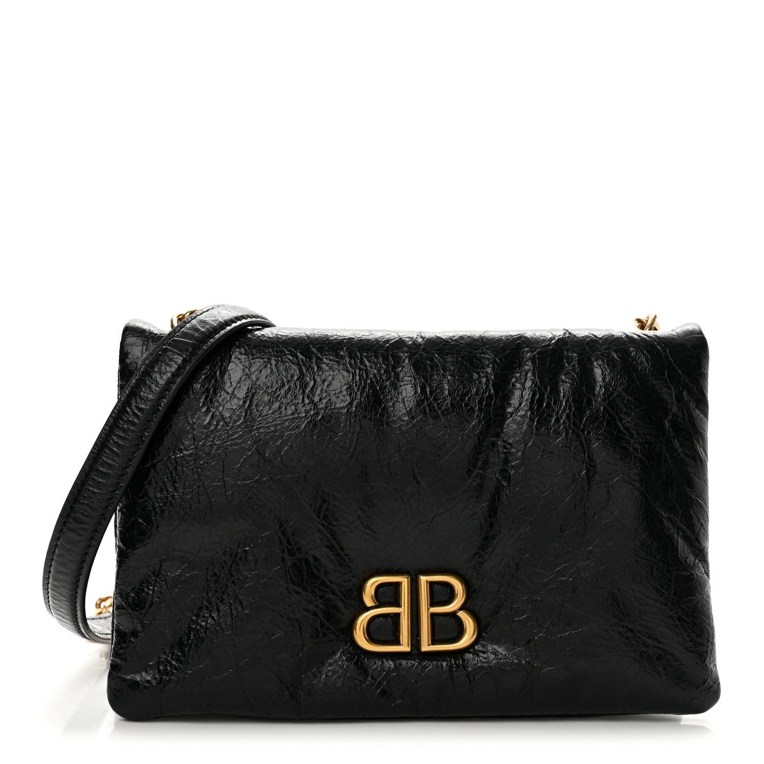 Balenciaga Arena Puffy Monaco Chain Shoulder Bag Black