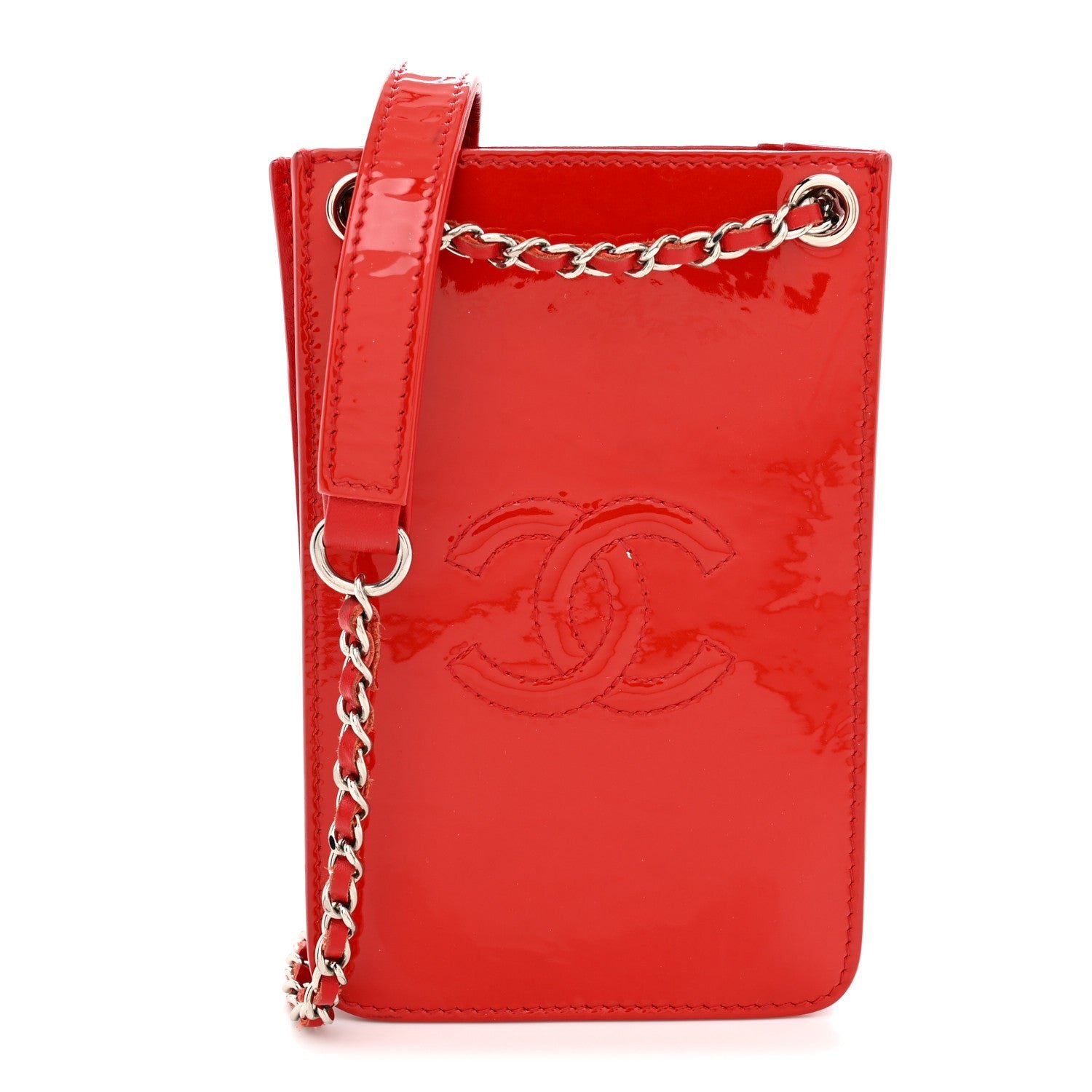 Chanel Patent Crossbody CC Phone Holder Red