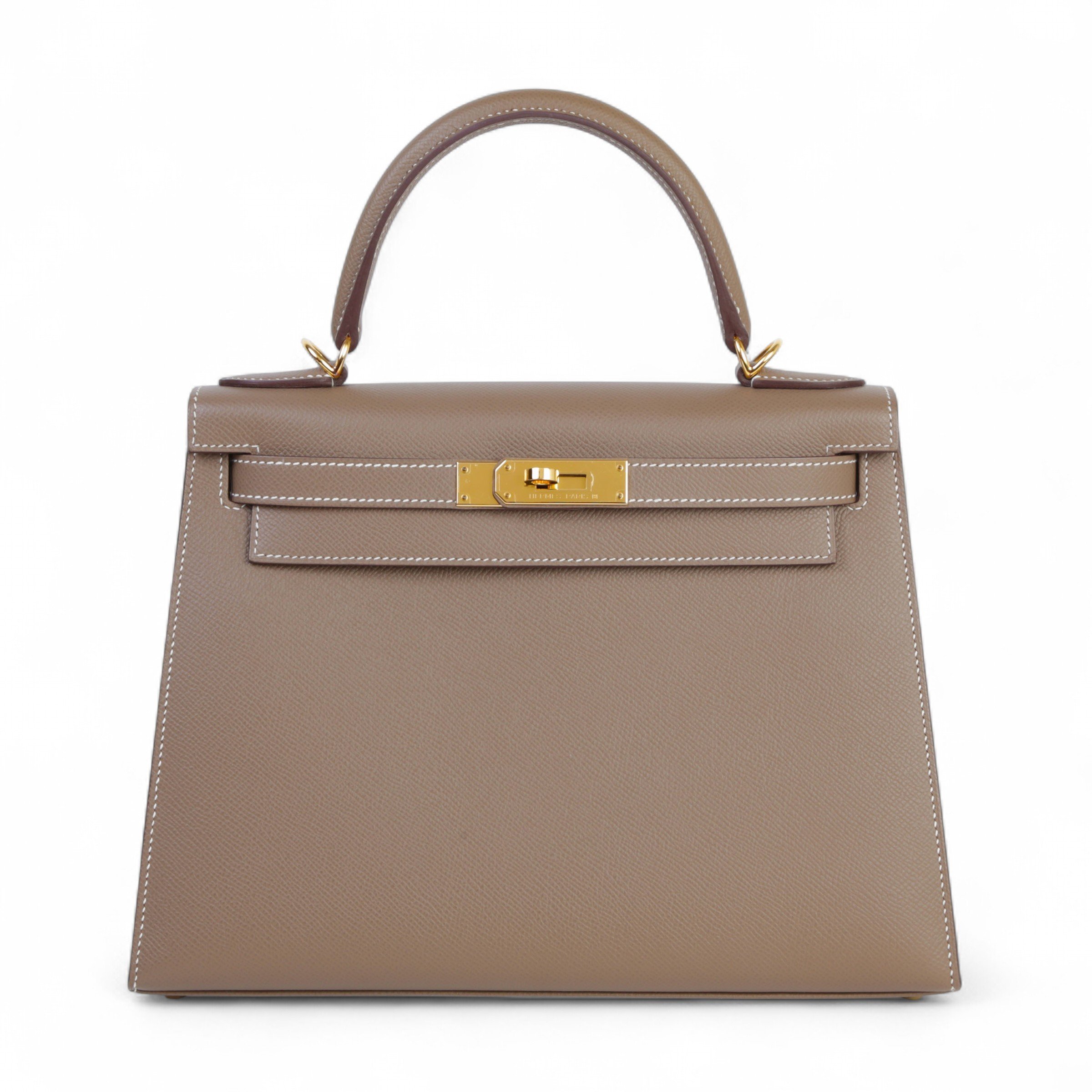 Hermes Very Good ( Rank A) HERMÈS Kelly 28 Sellier Etoupe (18) Epsom Gold hardware D (2019)