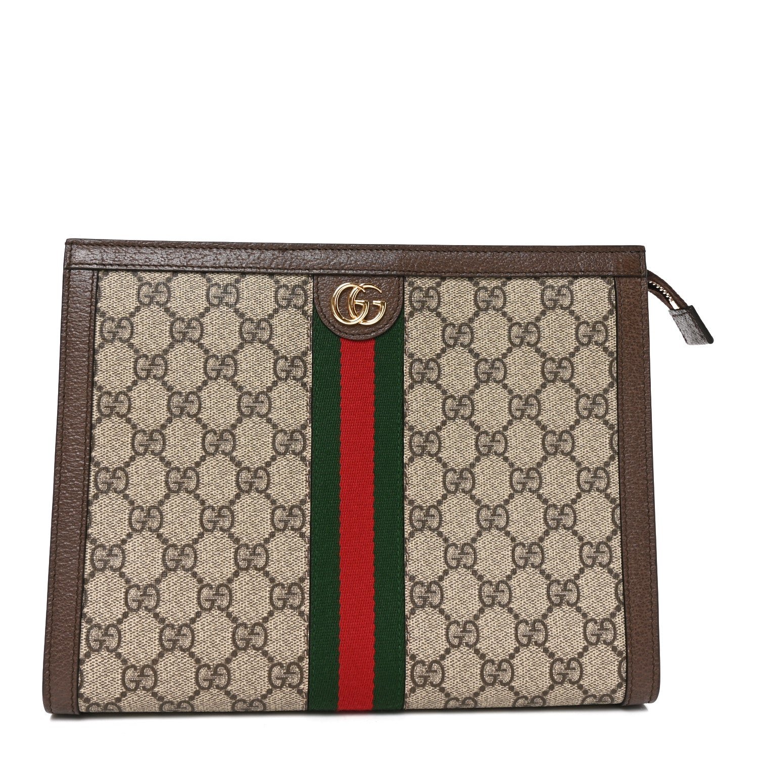 Gucci GG Supreme Monogram Web Ophidia Pouch Brown