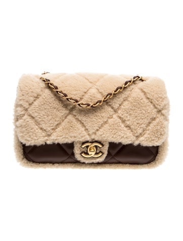Medium Shearling Flap Bag
