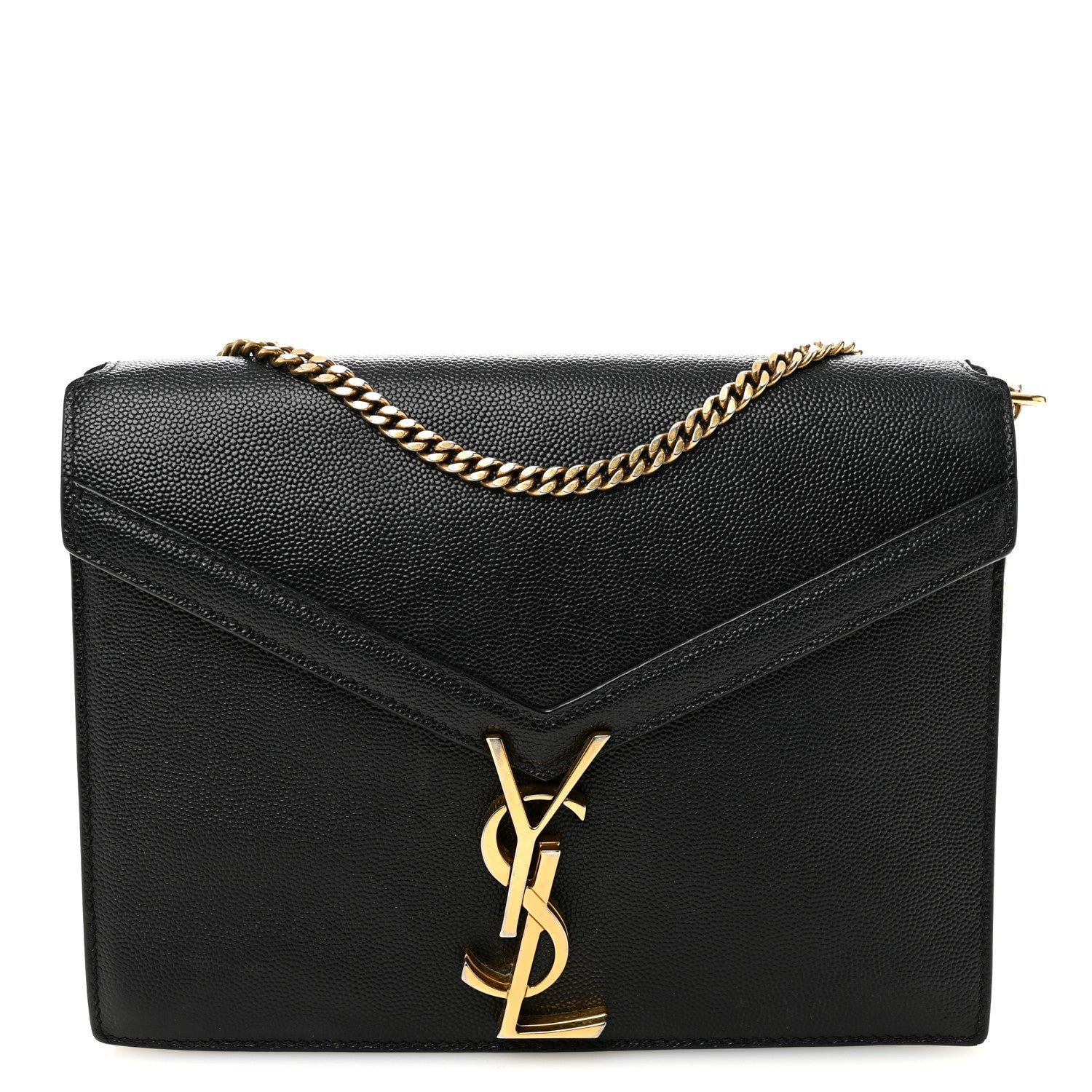 Saint Laurent Grain De Poudre Monogram Cassandra Clasp Bag Black