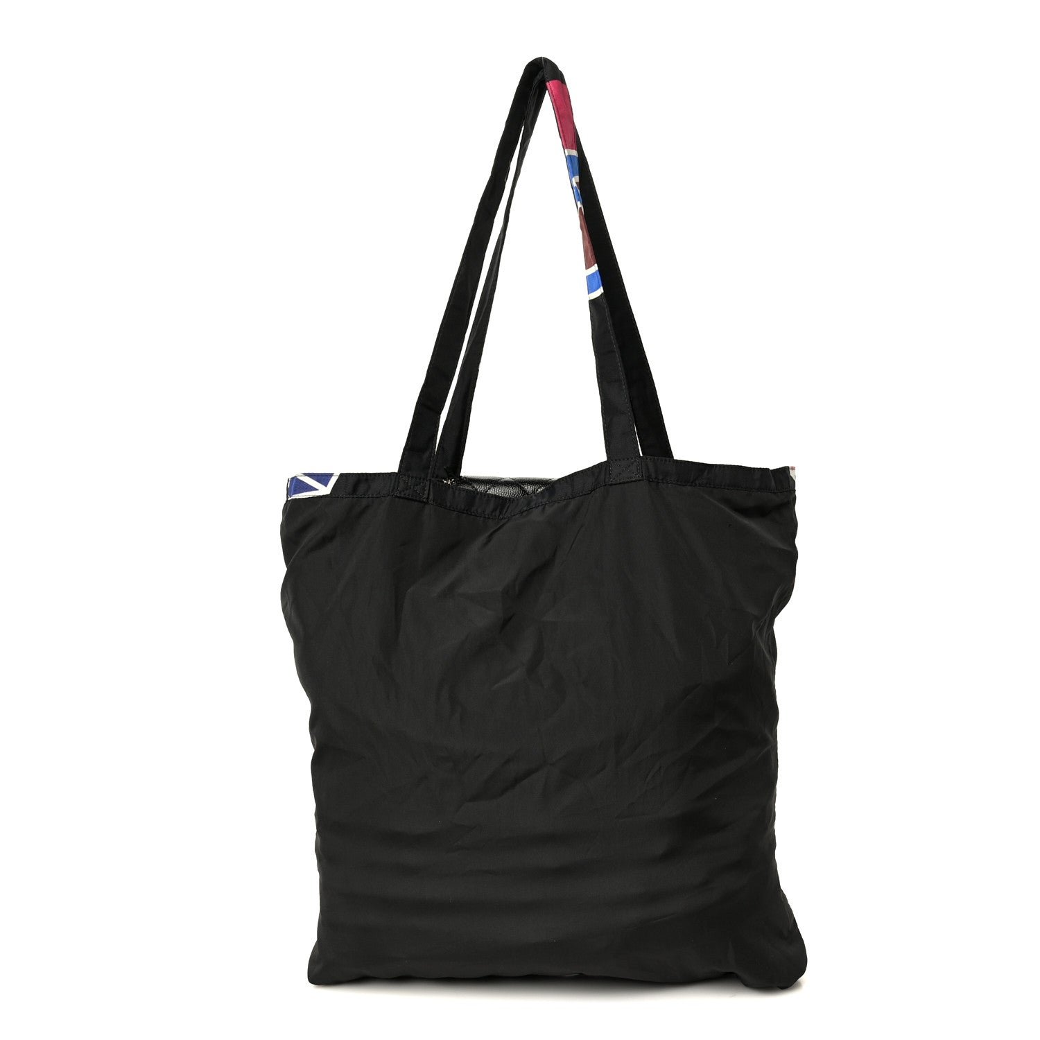 Chanel Caviar Fabric Foldable Tote Bag With Chain Black Multicolor
