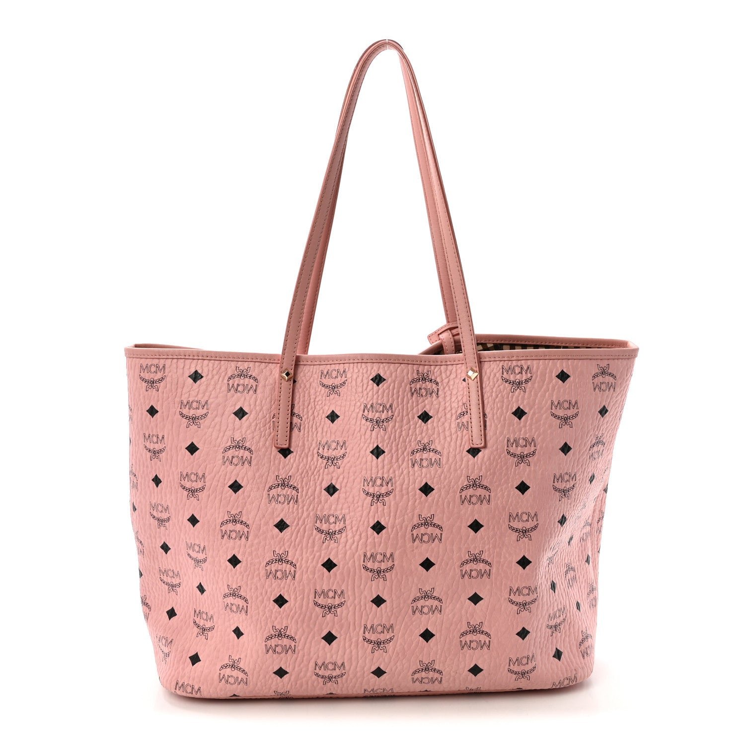 MCM Visetos Medium Liz Reversible Shopper Tote Soft Pink