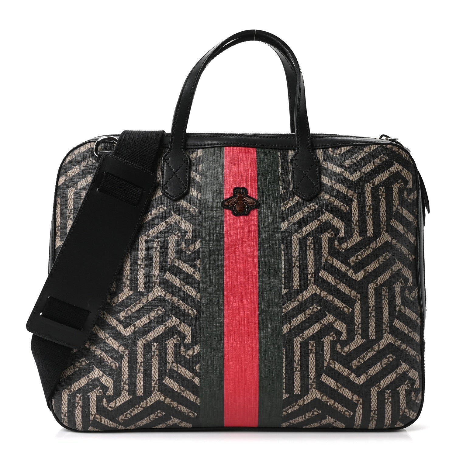 Gucci GG Supreme Monogram Caleido Web Briefcase Black