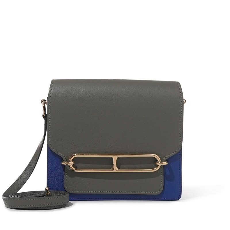 Hermes Gris Meyer and Blue Royal Evercolor Verso Mini Roulis 18 Gold Hardware, 2022
