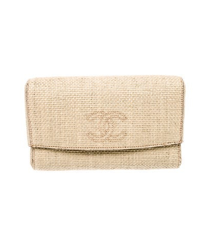 Chanel Raffia Cc Clutch