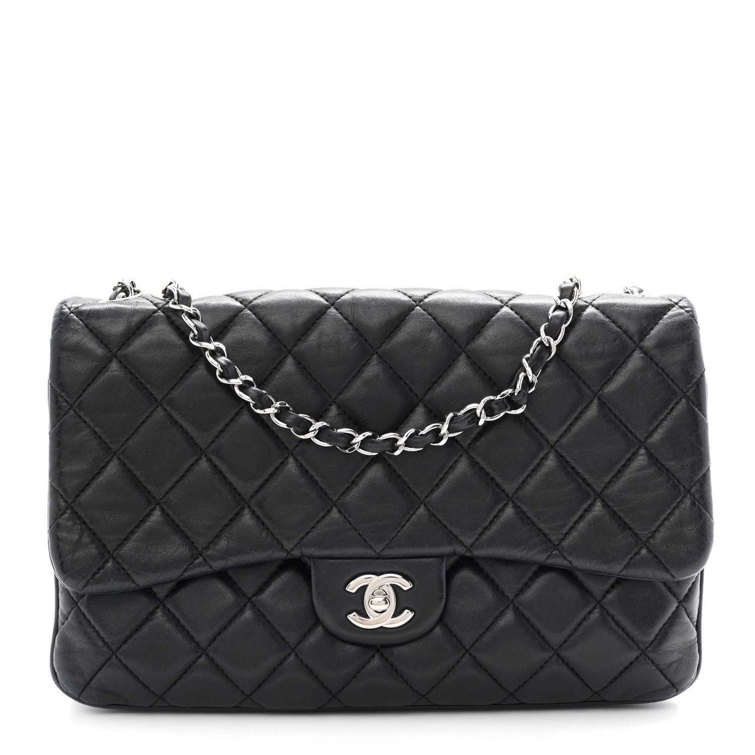 Chanel Lambskin Quilted Jumbo Chanel 3 Flap Navy