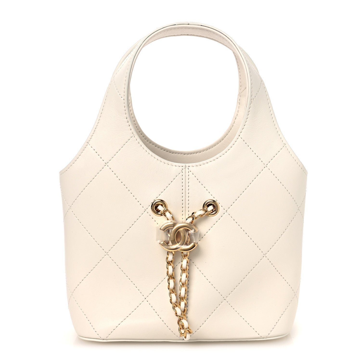 Chanel Calfskin Quilted Small Shopping Bag White