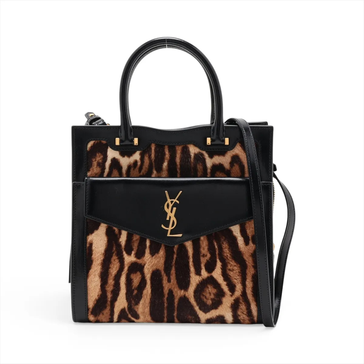 Saint Laurent Paris Uptown Small 561203 Harako x leather 2 Way Handbag Brown x b