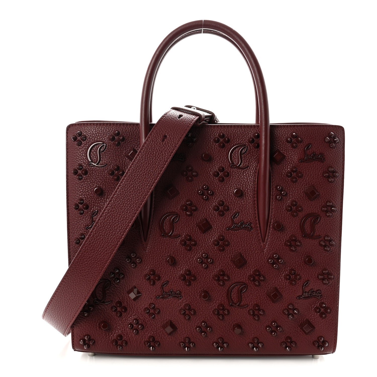 Christian Louboutin Calfskin Spikes Loubinthesky Medium Paloma Bordeaux