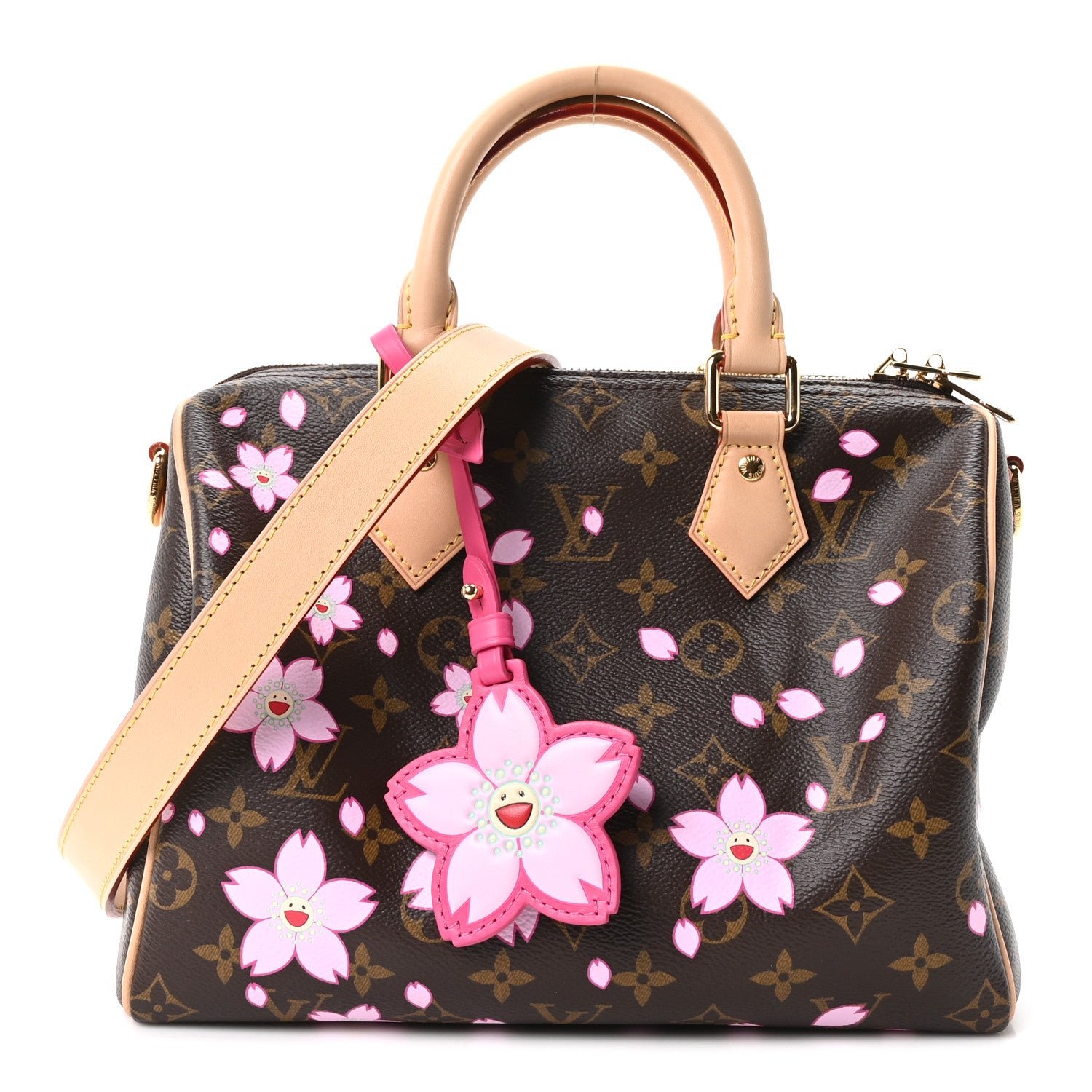 Louis Vuitton LV X TM Monogram Cherry Blossom Speedy Bandouliere 25 Sakura Brown