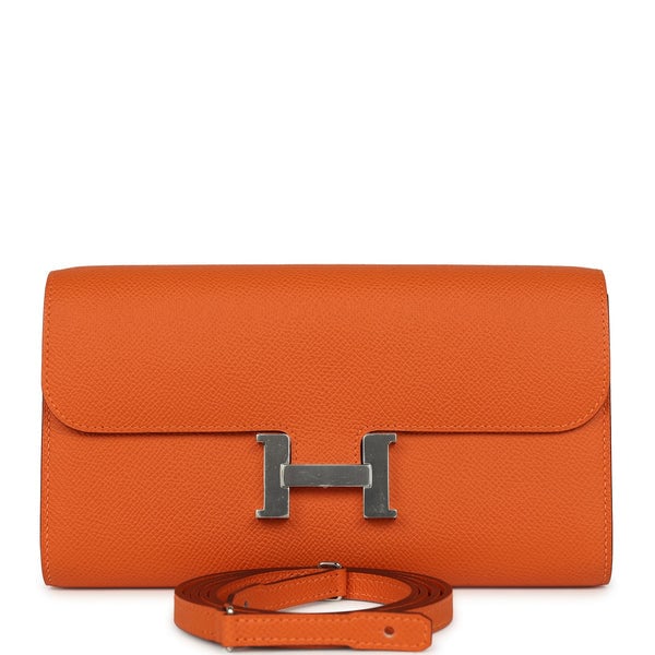 Hermes Hermes Constance Wallet To Go Orange Epsom Palladium Hardware