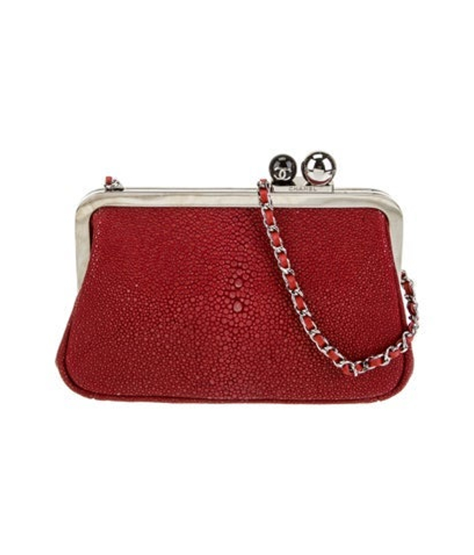 Chanel Galuchat Frame Clutch W Chain