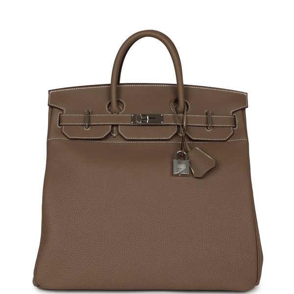 Pre-owned Hermes HAC Birkin 40 Etoupe Togo Palladium Hardware