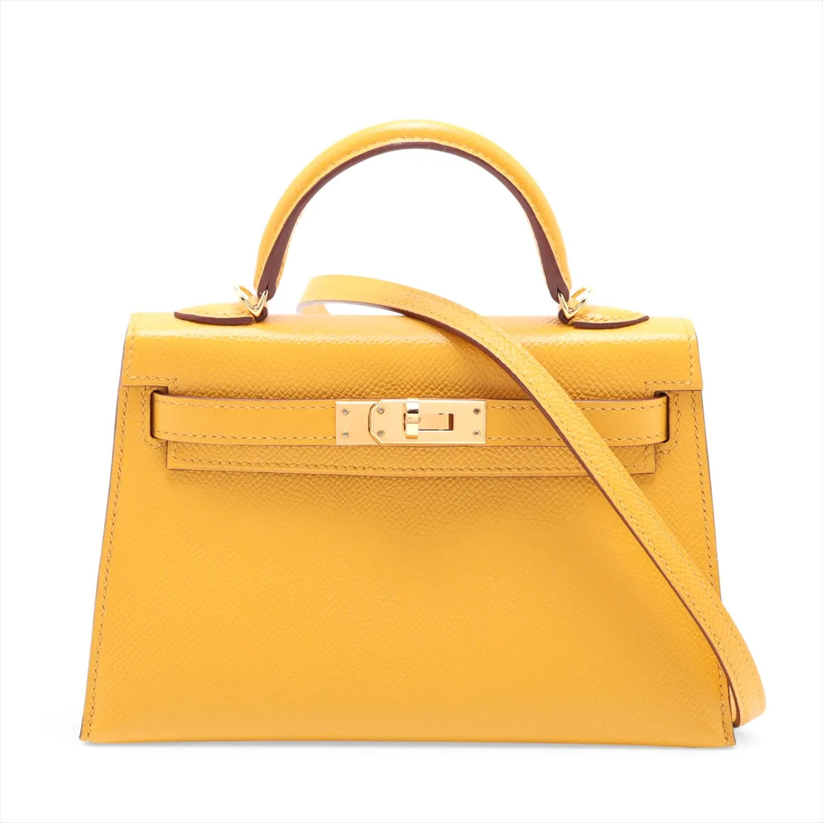 Hermès mini kelly 2 20 Serie Veau Epsom Jaune ambre Gold Metal Fittings