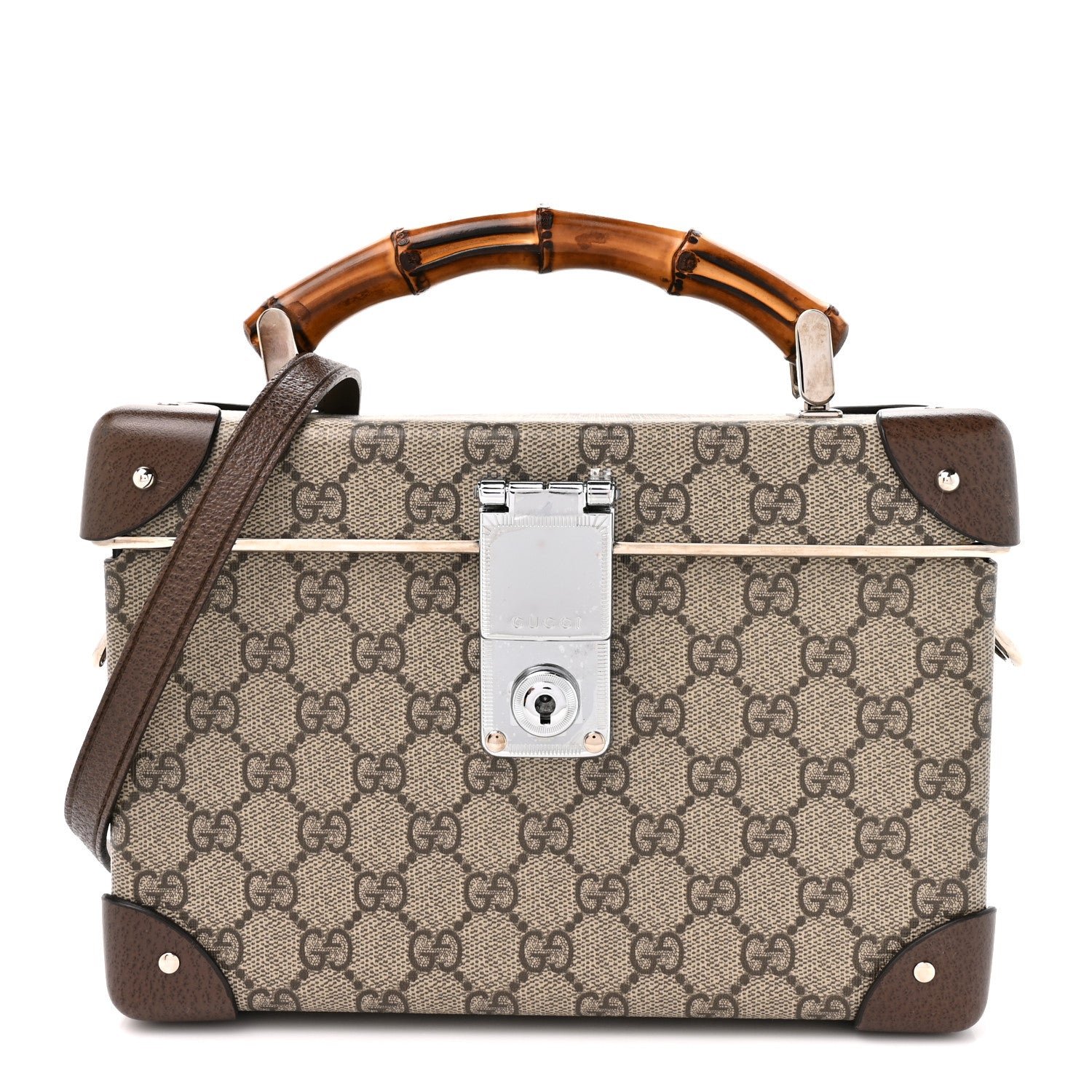 Gucci GG Supreme Monogram Globe-Trotter Beauty Case Brown