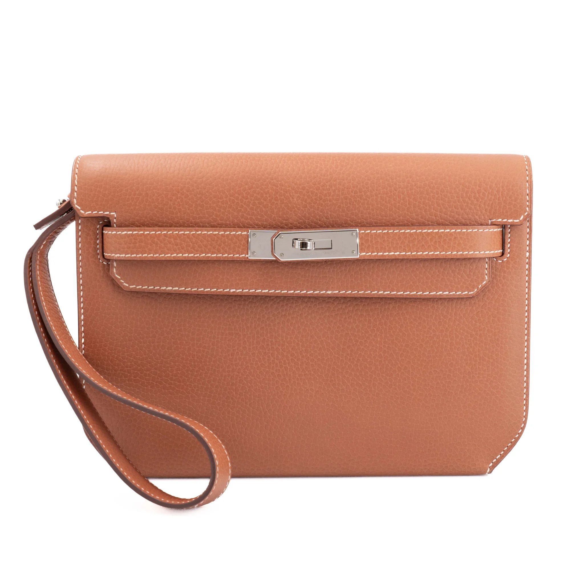Hermes Excellent ( Rank SA ) HERMÈS Kelly depeches 25 Fauve (34) Barenia Faubourg Palladium hardware U (2022)