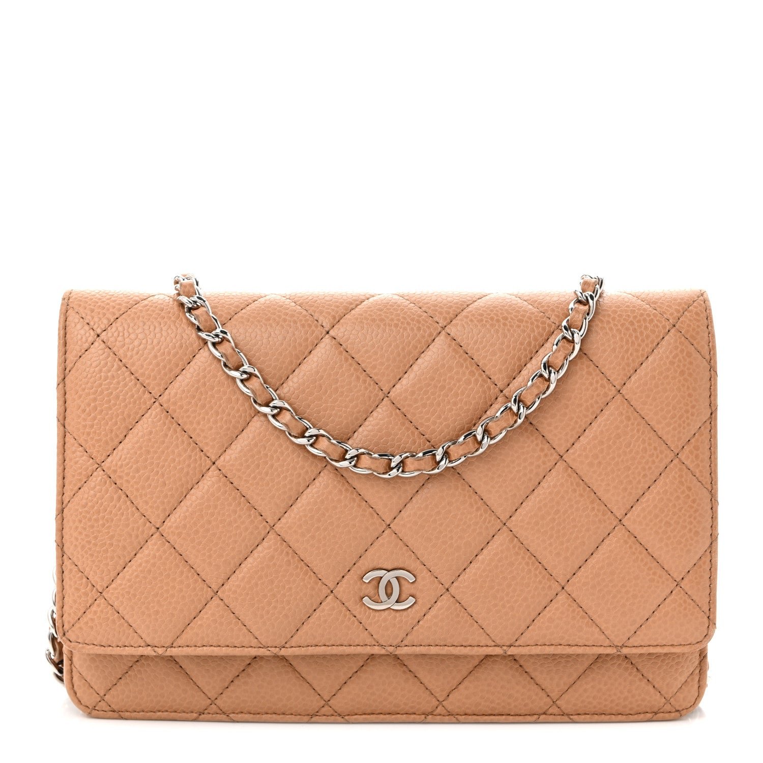 Chanel Caviar Quilted Wallet on Chain WOC Beige