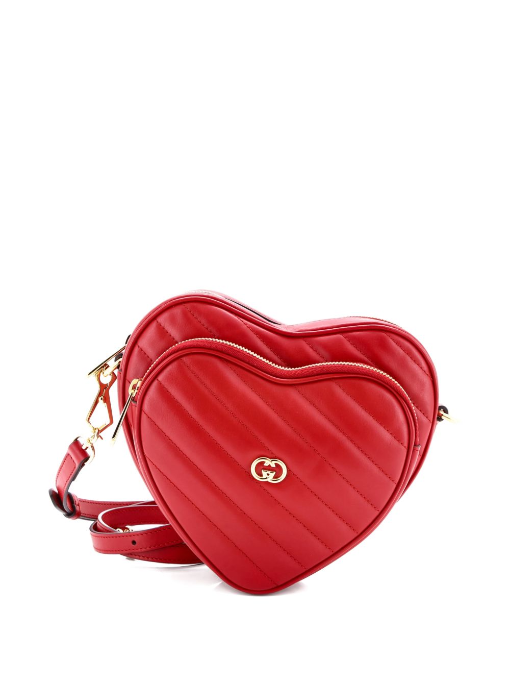 Interlocking G Heart Diagonal Quilted Leather Mini shoulder bag