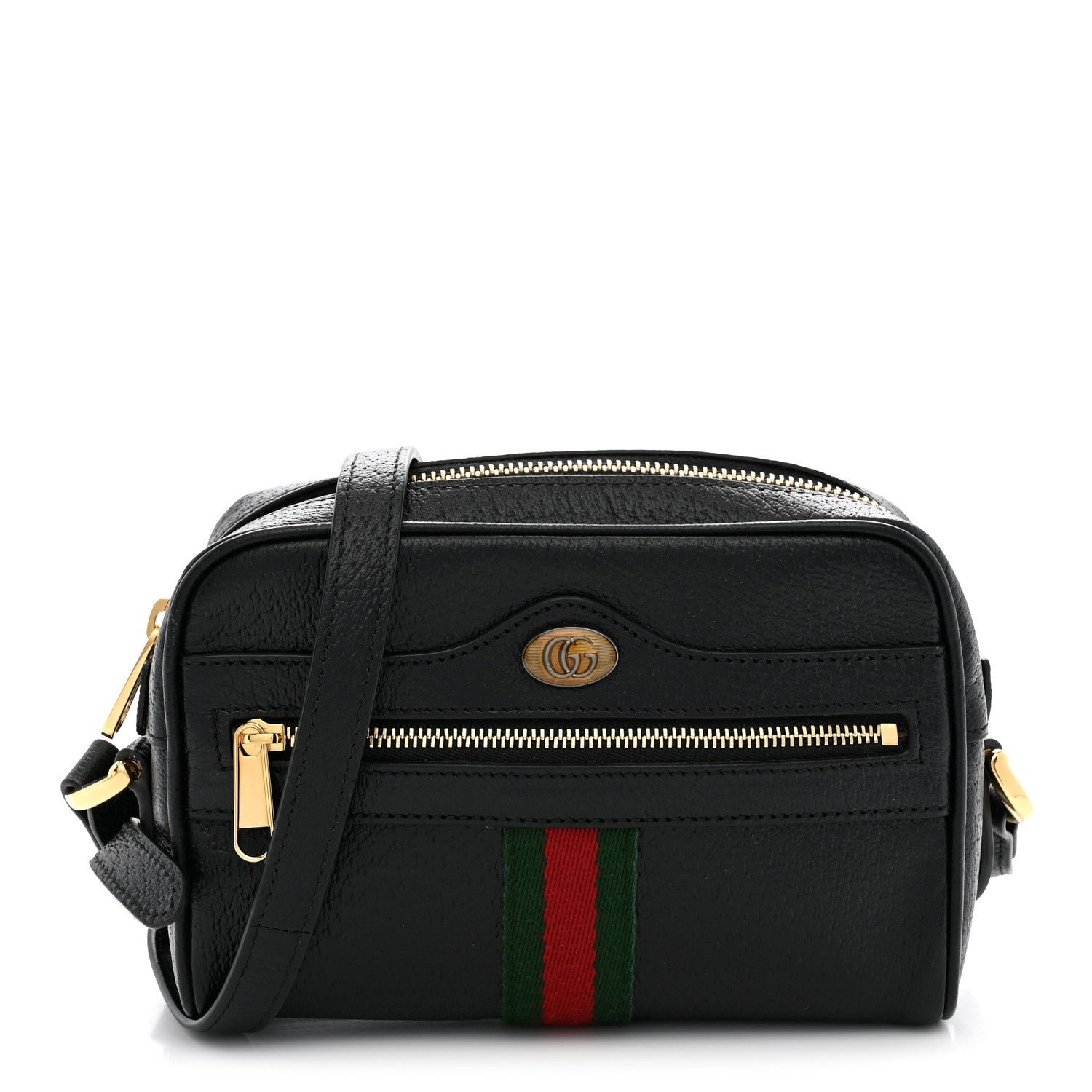 Gucci Calfskin Web Mini Ophidia Shoulder Bag Black