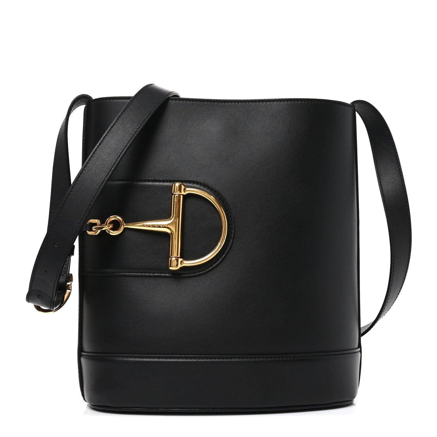 Gucci Arabella Calfskin Horsebit 73 Medium Bucket Bag Black