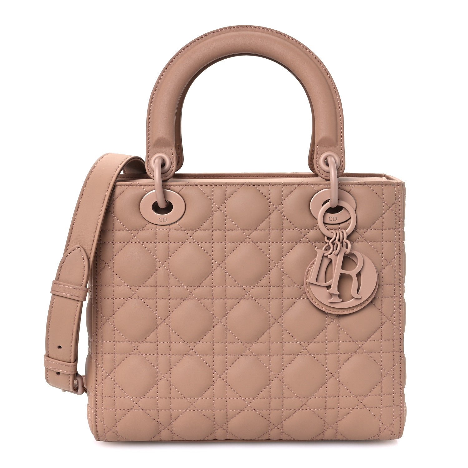 Christian Dior Ultra Matte Calfskin Cannage Medium Lady Dior Beige