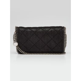 Stella McCartney Stella McCartney Black Quilted Shaggy Deer Faux Leather Falabella Flap Crossbody Bag