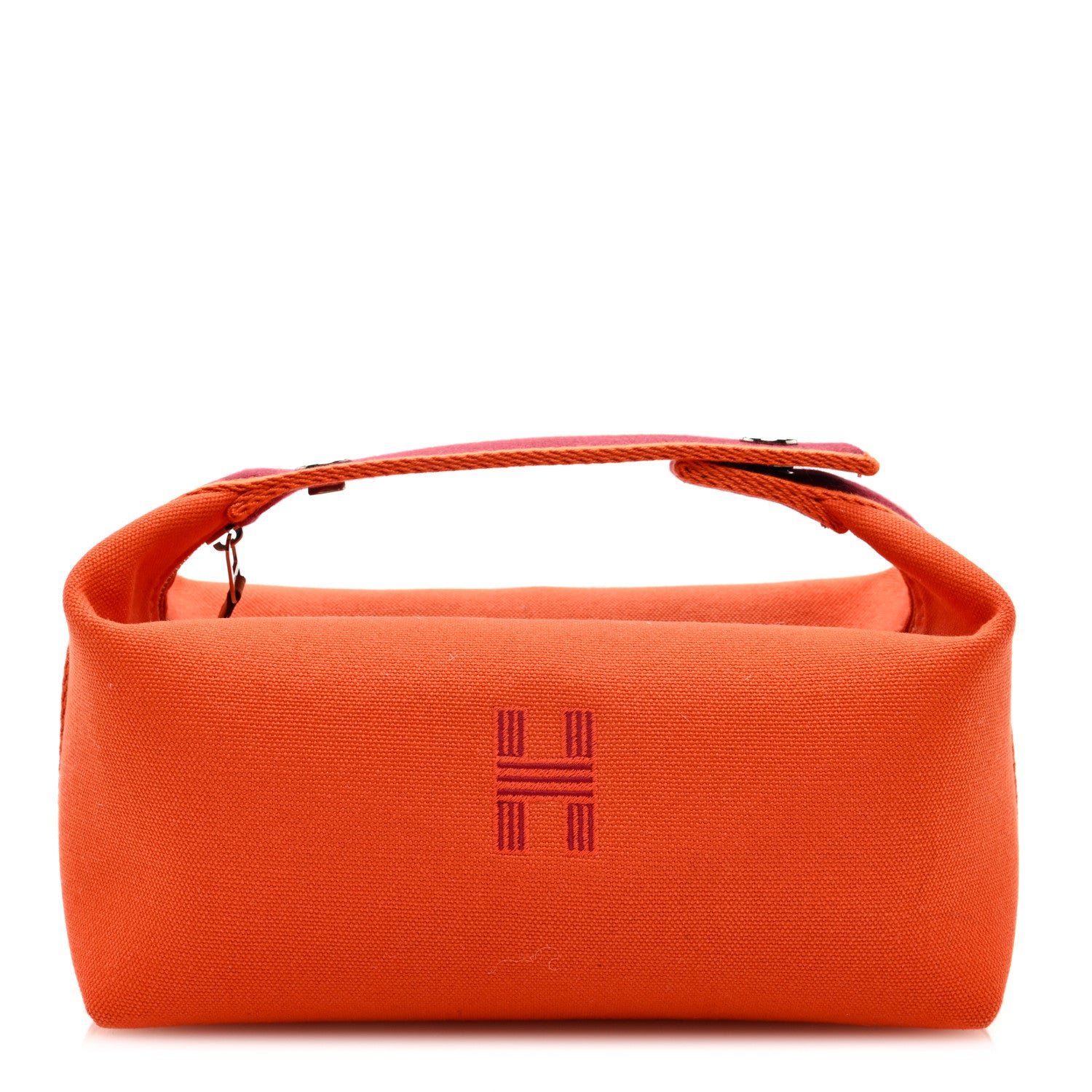 Hermes Canvas Small Bride-A-Brac Pouch Orange Burgundy