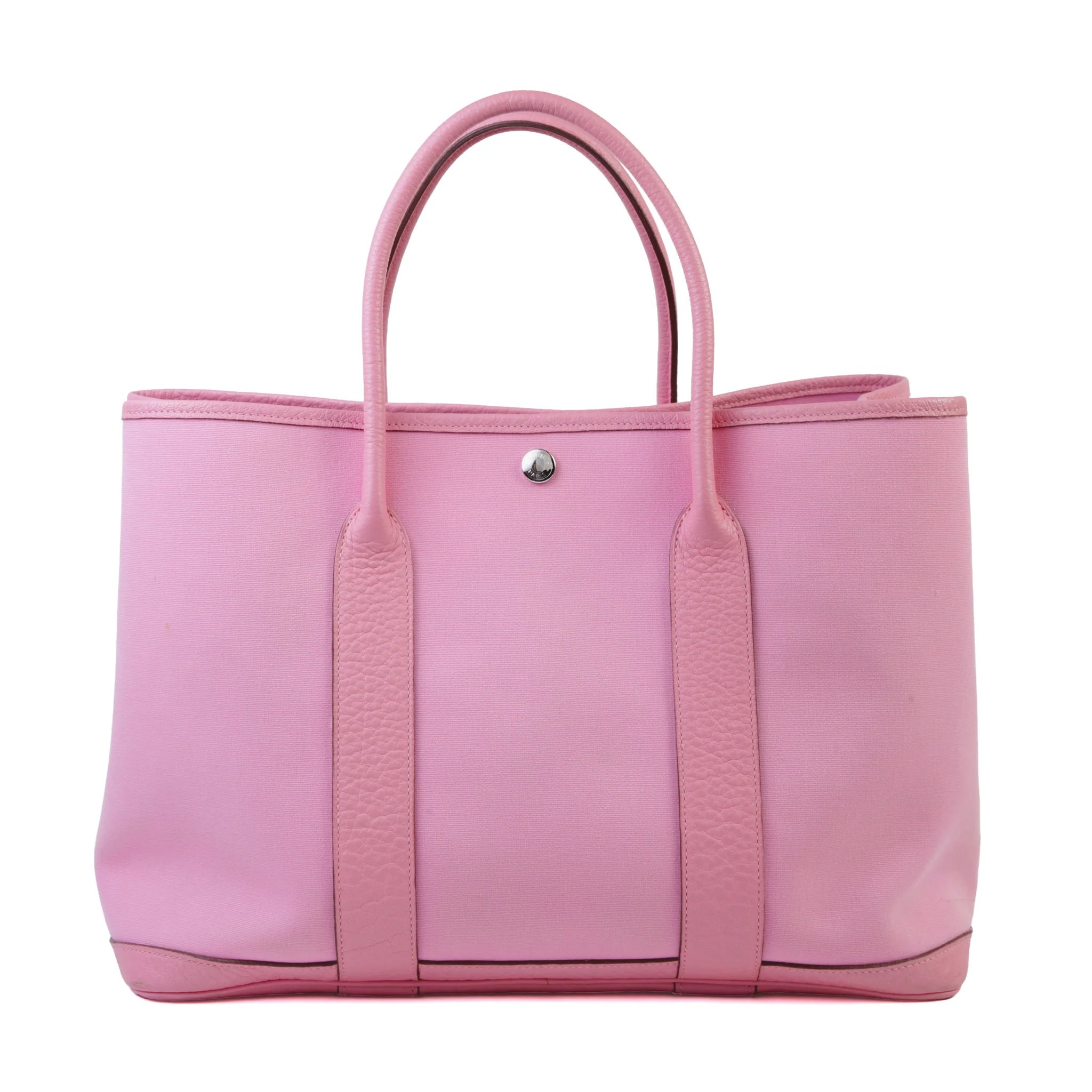 Good ( Rank AB) HERMÈS Garden Party PM Pink Negonda Canvas Palladium hardware Square N (2010)