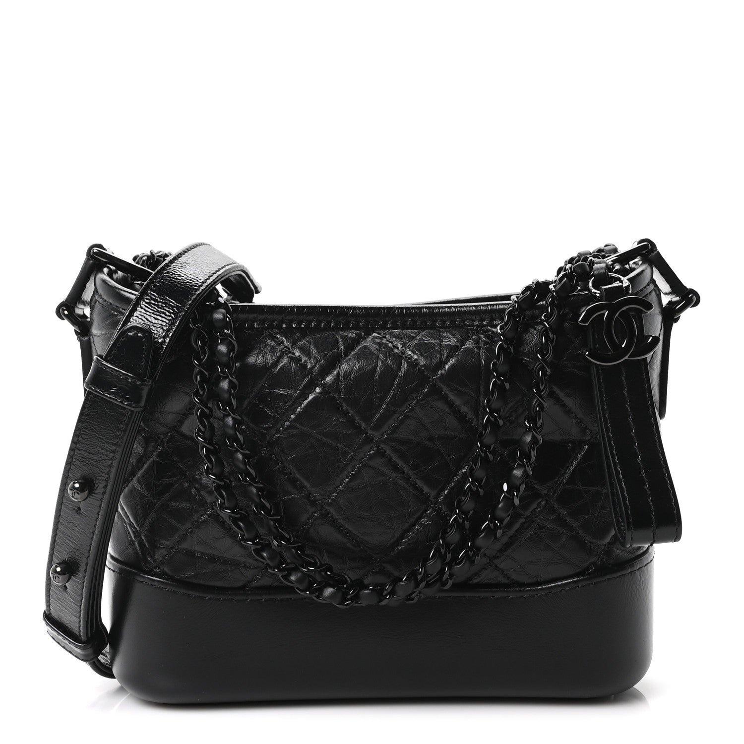 Chanel Chanel Aged Calfskin Quilted Small Gabrielle Hobo So Black