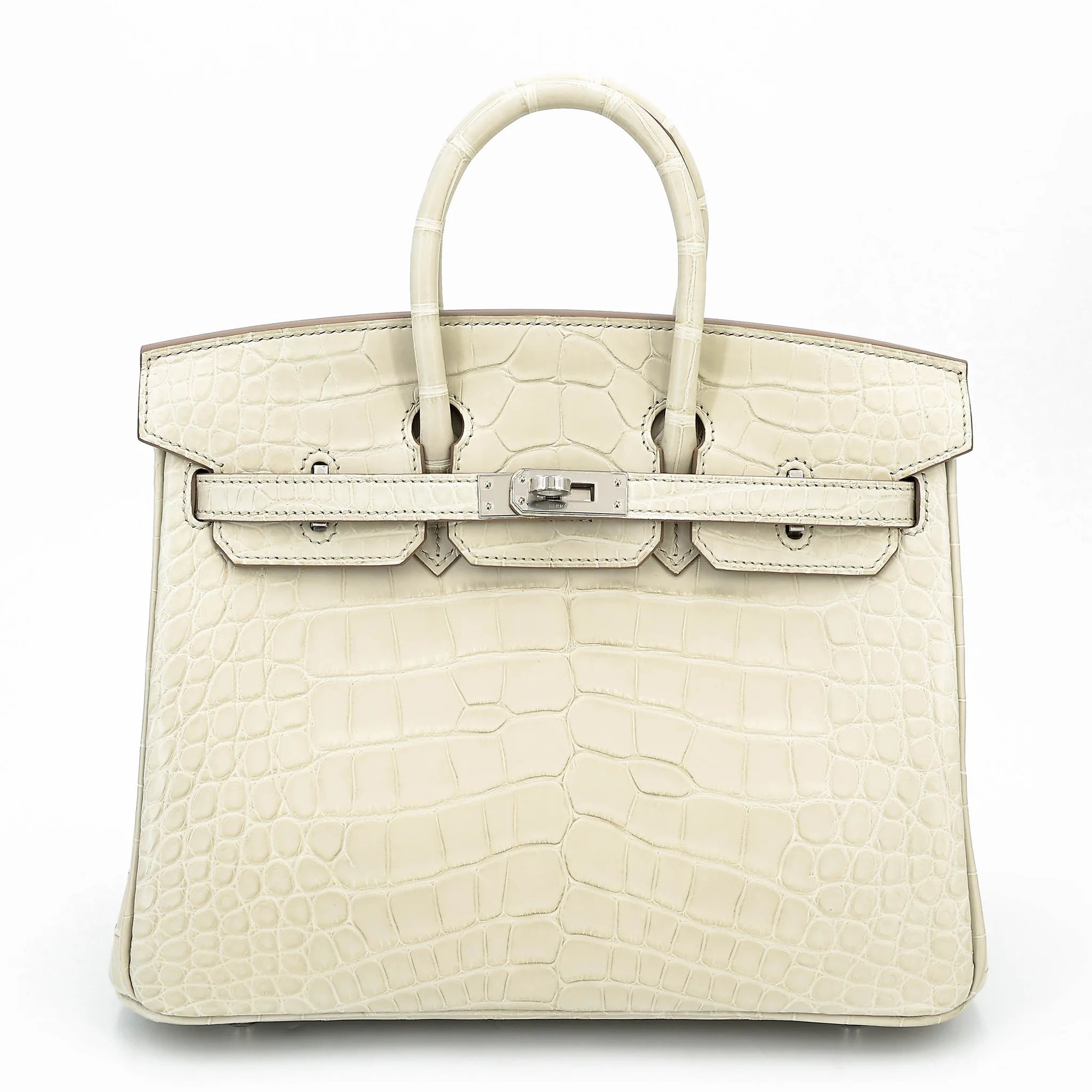 Brand New ( Rank N ) HERMÈS Birkin 25 Beton (8L) Matte Alligator Palladium hardware G (2026)