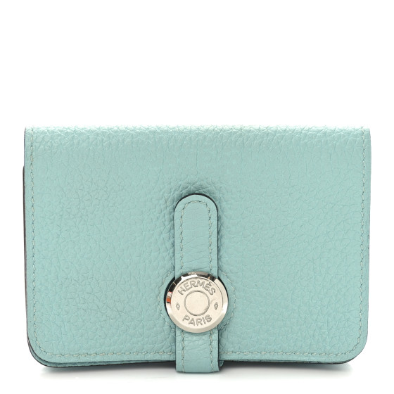 Hermes Togo Dogon Card Case Key Holder Blue Atoll