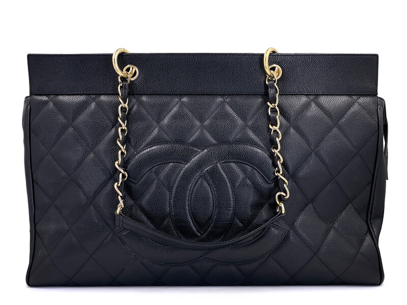 Black Quilted Caviar Supermodel Weekender XXL Grand Shopping Tote Gold Hardware, 2003-2004
