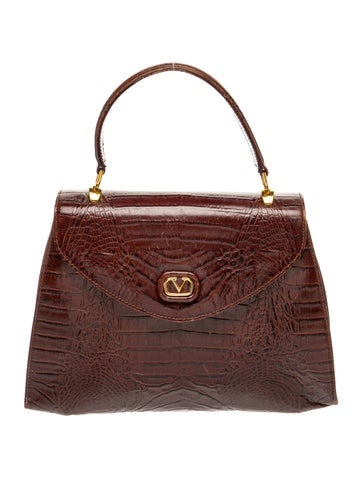 Valentino Embossed Leather Top Handle Bag