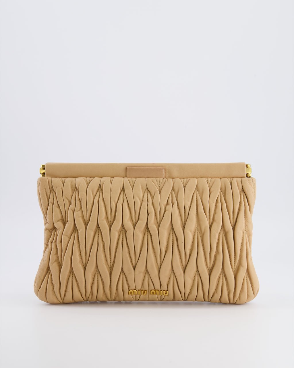 Miu Miu Beige Matelasse Leather Pouch Bag with Gold Hardware RRP £1,000