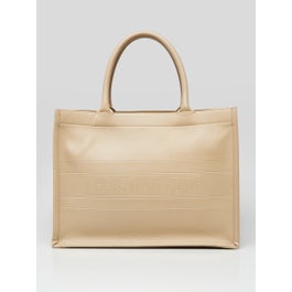 Dior Christian Dior Beige Leather Medium Book Tote Bag