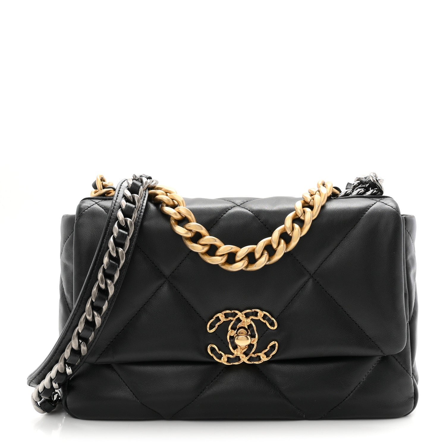 Chanel Chanel Goatskin Quilted Medium Chanel 19 Flap Black