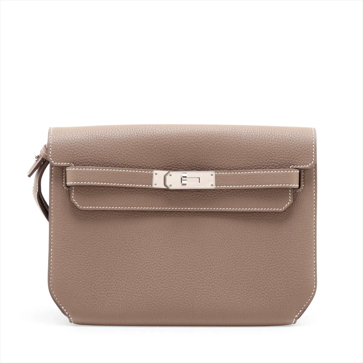 Hermès Kelly Depeche 25 Togo Etoupe Silver Metal Fittings