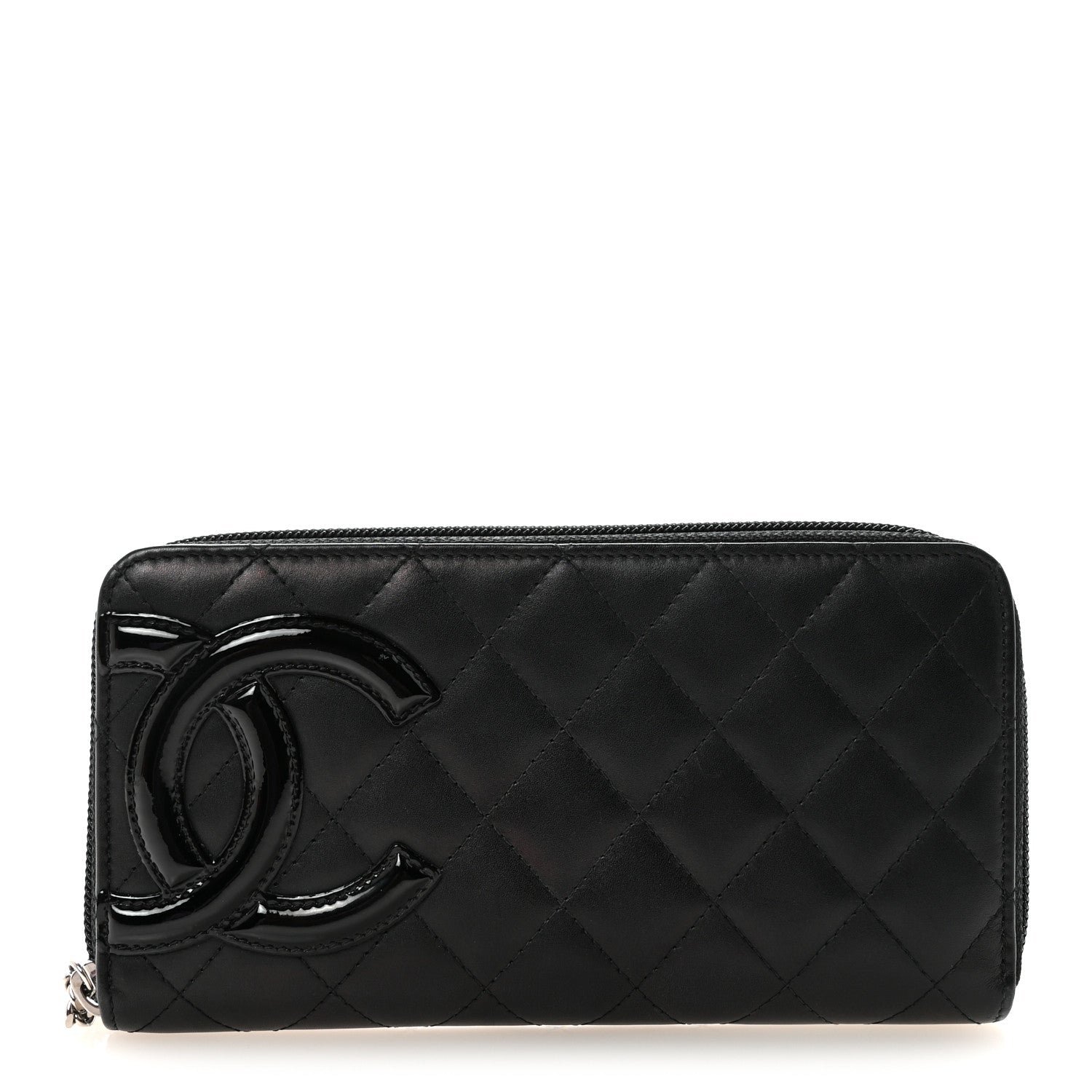 Chanel Calfskin Quilted Cambon Large Gusset Zip Around Wallet Black