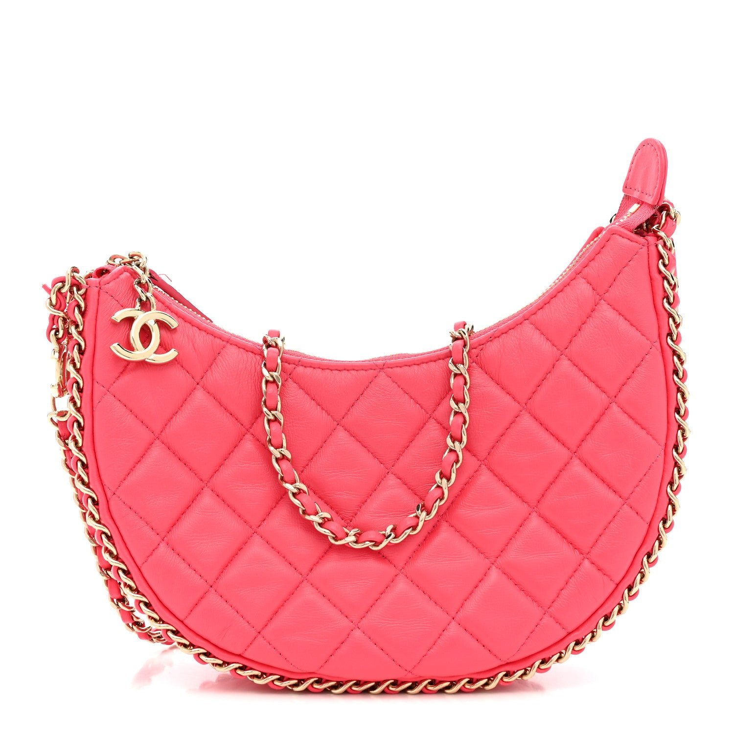 Chanel Chanel Lambskin Quilted Small Hobo Bag Pink
