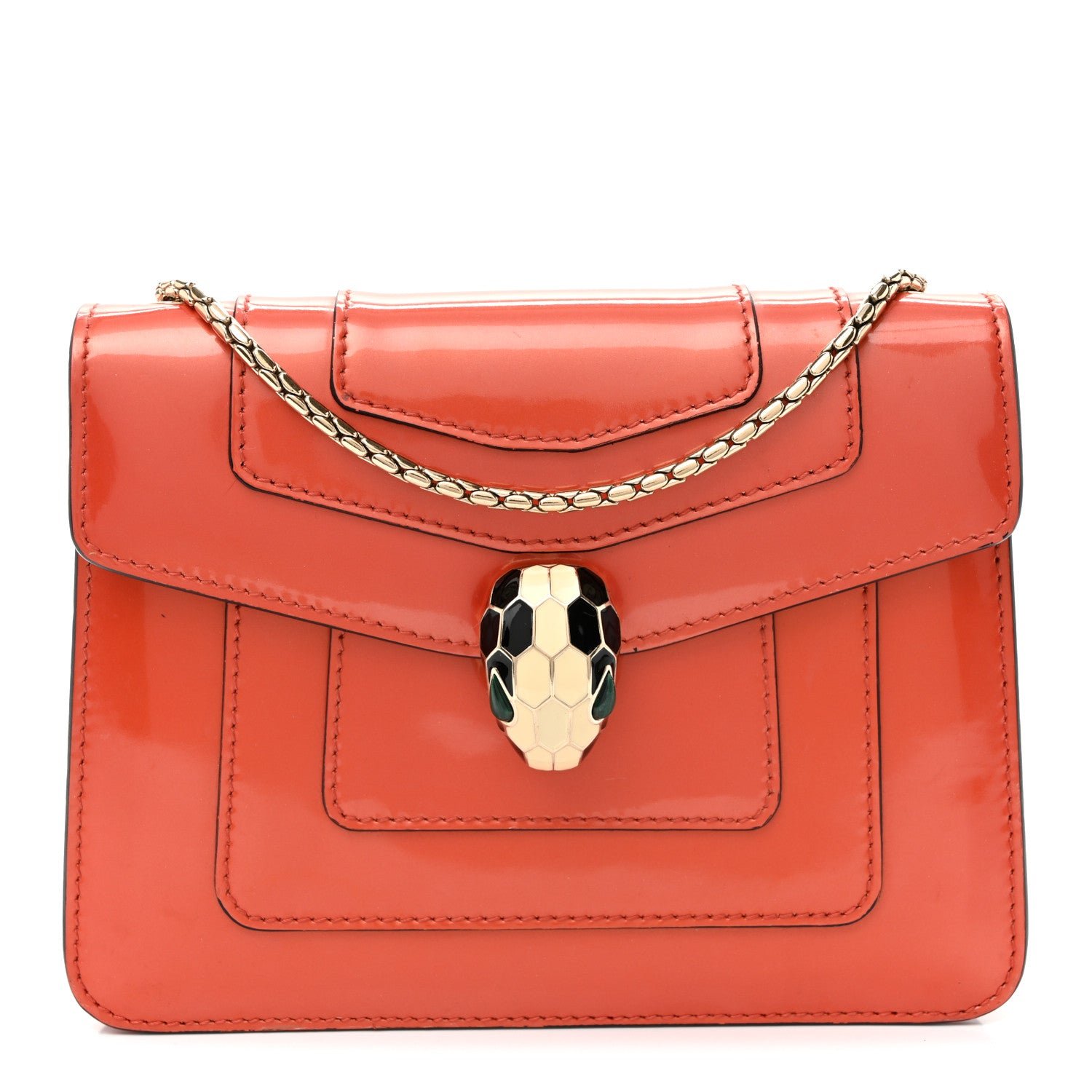 Bulgari Patent Serpenti Forever Crossbody Orange